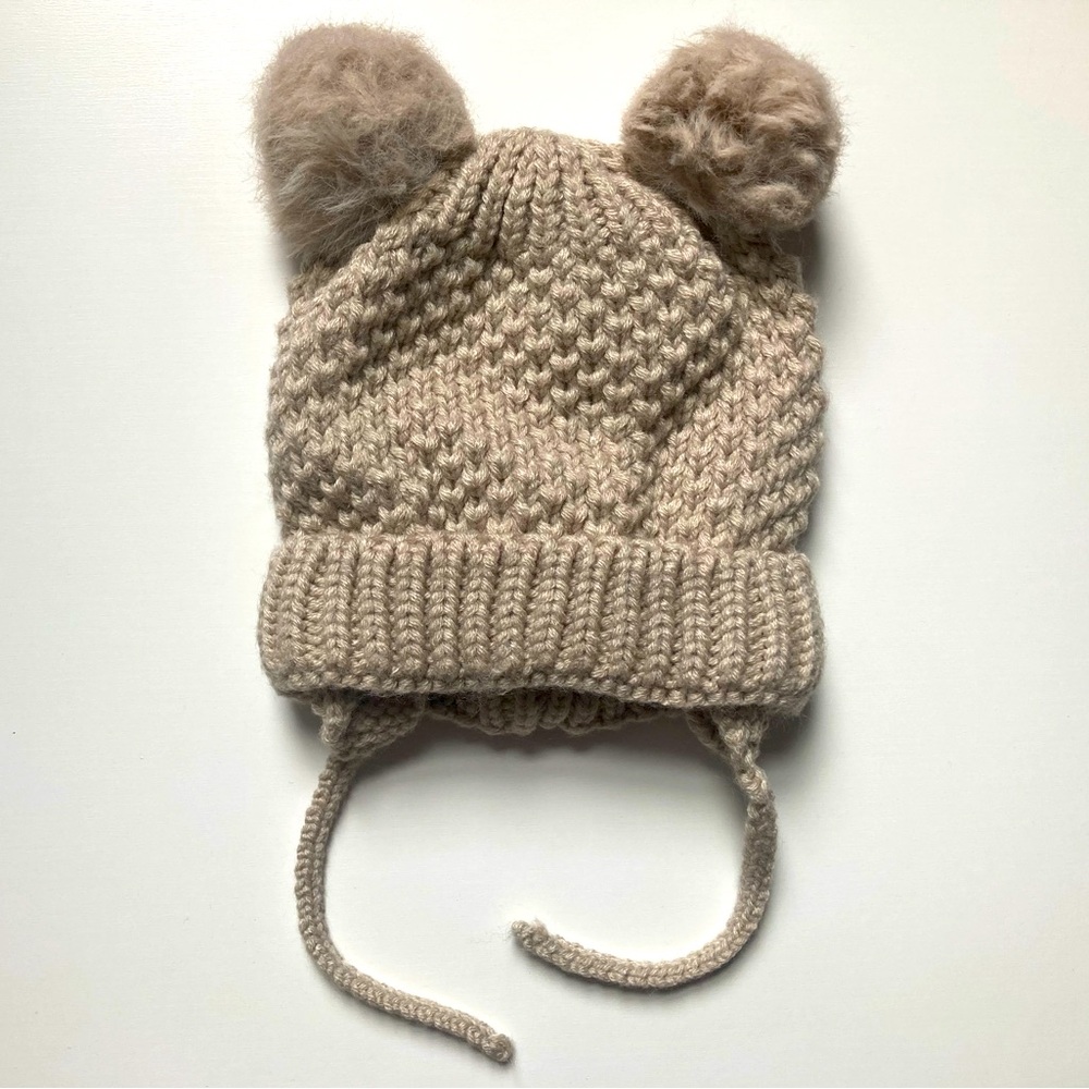 *FREE ADD-ON* Zara double pompom knit baby hat, 48cm